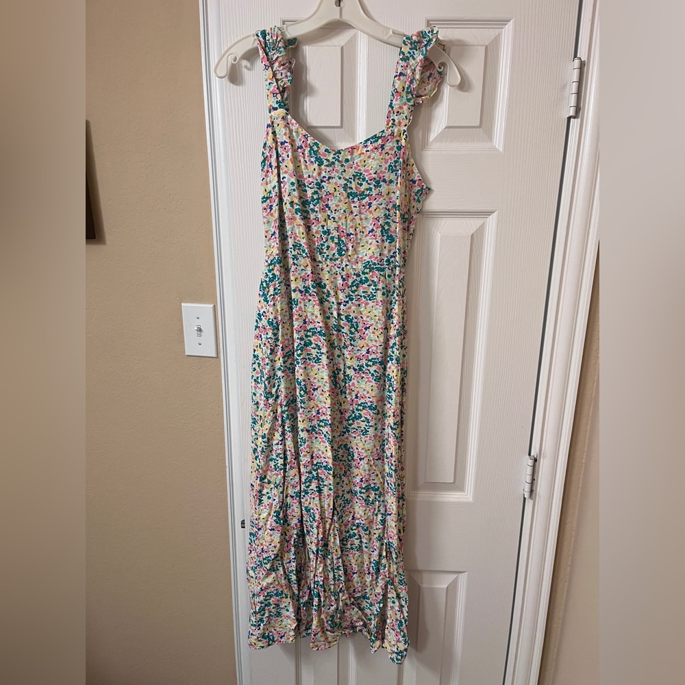 Ruffle strap midi dress